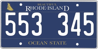RI license plate 553345