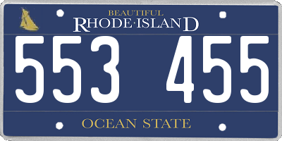 RI license plate 553455