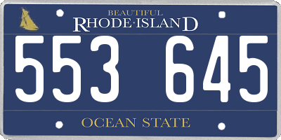 RI license plate 553645
