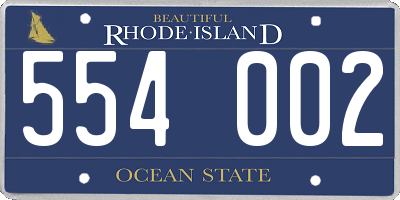 RI license plate 554002