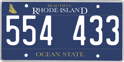 RI license plate 554433