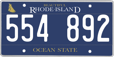 RI license plate 554892