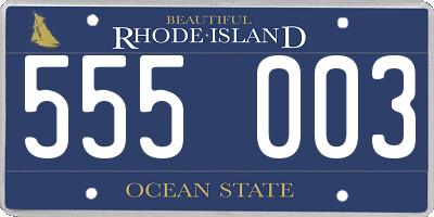 RI license plate 555003