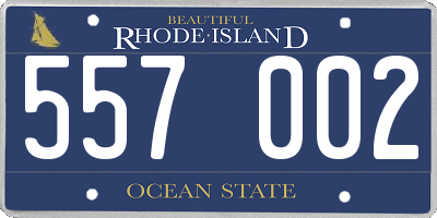 RI license plate 557002