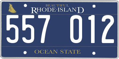 RI license plate 557012