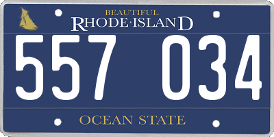RI license plate 557034
