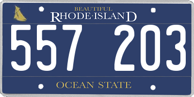 RI license plate 557203