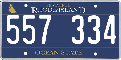RI license plate 557334