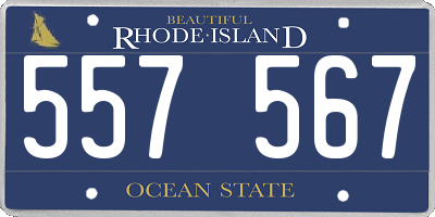 RI license plate 557567