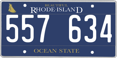 RI license plate 557634