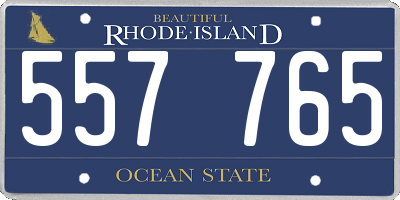 RI license plate 557765