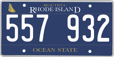RI license plate 557932