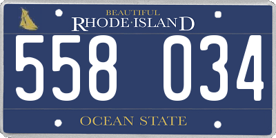 RI license plate 558034