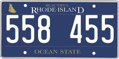 RI license plate 558455