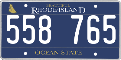 RI license plate 558765
