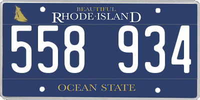 RI license plate 558934