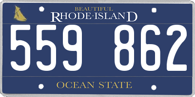 RI license plate 559862
