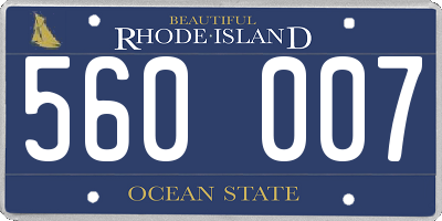 RI license plate 560007