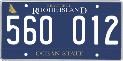 RI license plate 560012