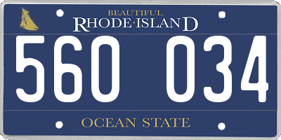 RI license plate 560034