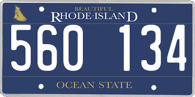 RI license plate 560134