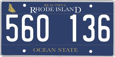 RI license plate 560136