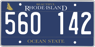 RI license plate 560142