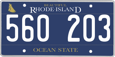 RI license plate 560203