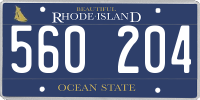 RI license plate 560204