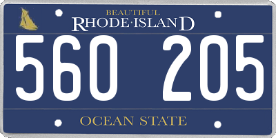 RI license plate 560205