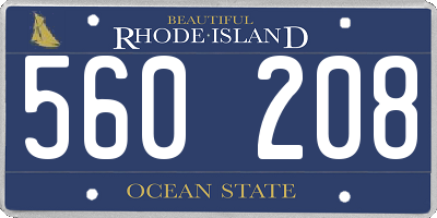 RI license plate 560208