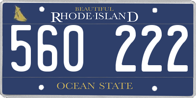 RI license plate 560222