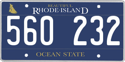 RI license plate 560232