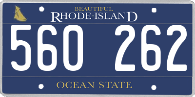 RI license plate 560262