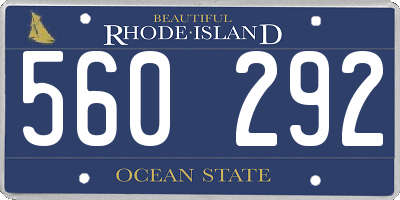 RI license plate 560292