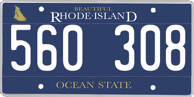 RI license plate 560308