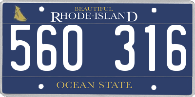 RI license plate 560316