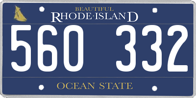 RI license plate 560332