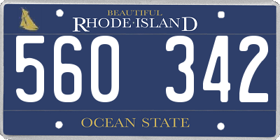 RI license plate 560342