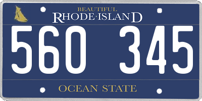 RI license plate 560345