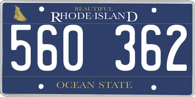 RI license plate 560362