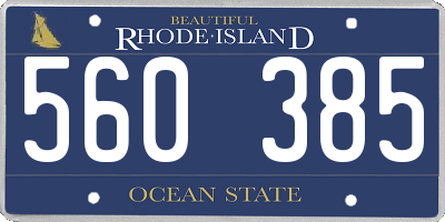 RI license plate 560385