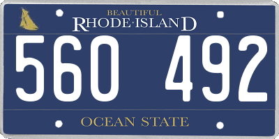 RI license plate 560492