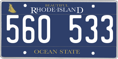 RI license plate 560533