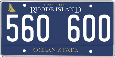 RI license plate 560600