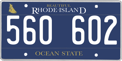 RI license plate 560602