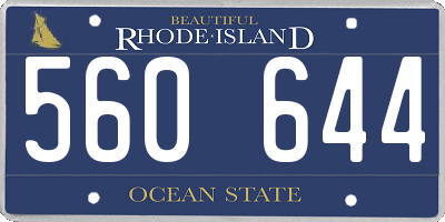 RI license plate 560644