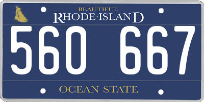 RI license plate 560667