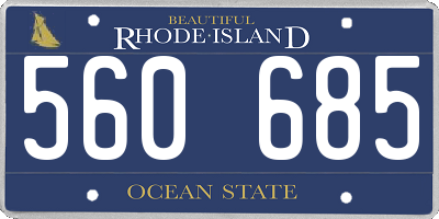 RI license plate 560685