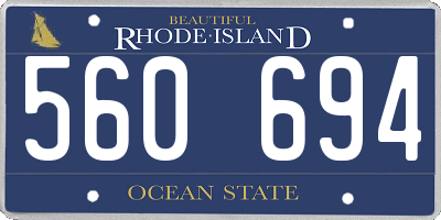 RI license plate 560694